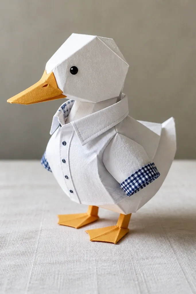 White shirt with navy check cuffs and small button dots