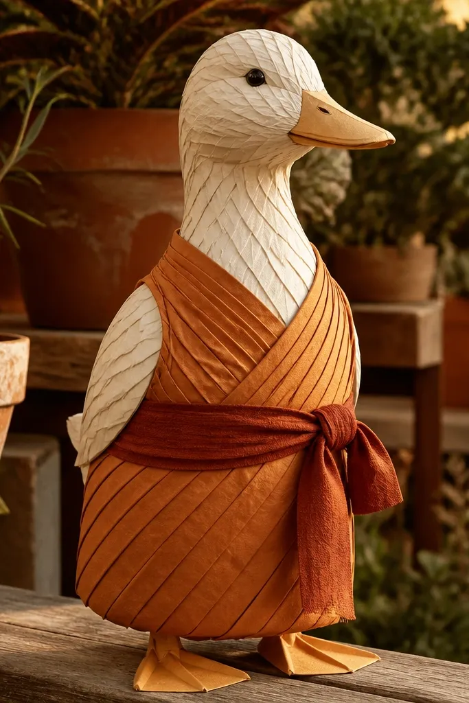 Terracotta wrap skirt with a diagonal belt sash