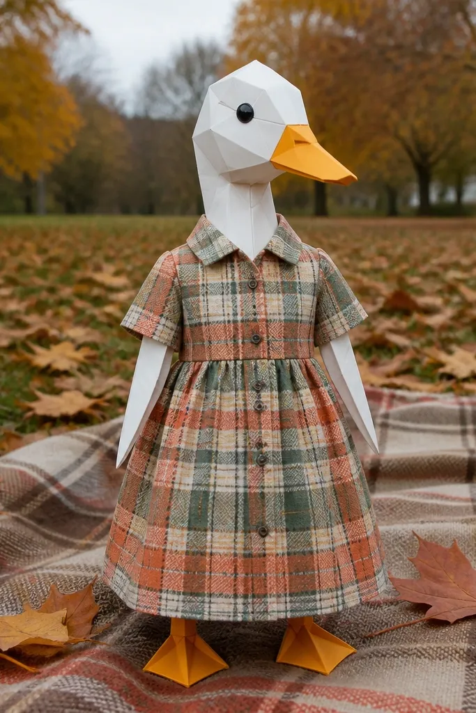 Plaid dress with vertical button dots and short sleeves