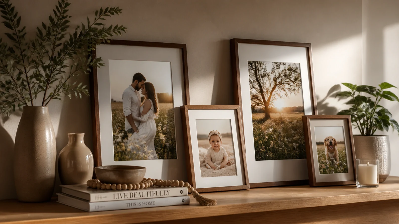 Photo frame collage ideas that fill a big wall without looking cluttered