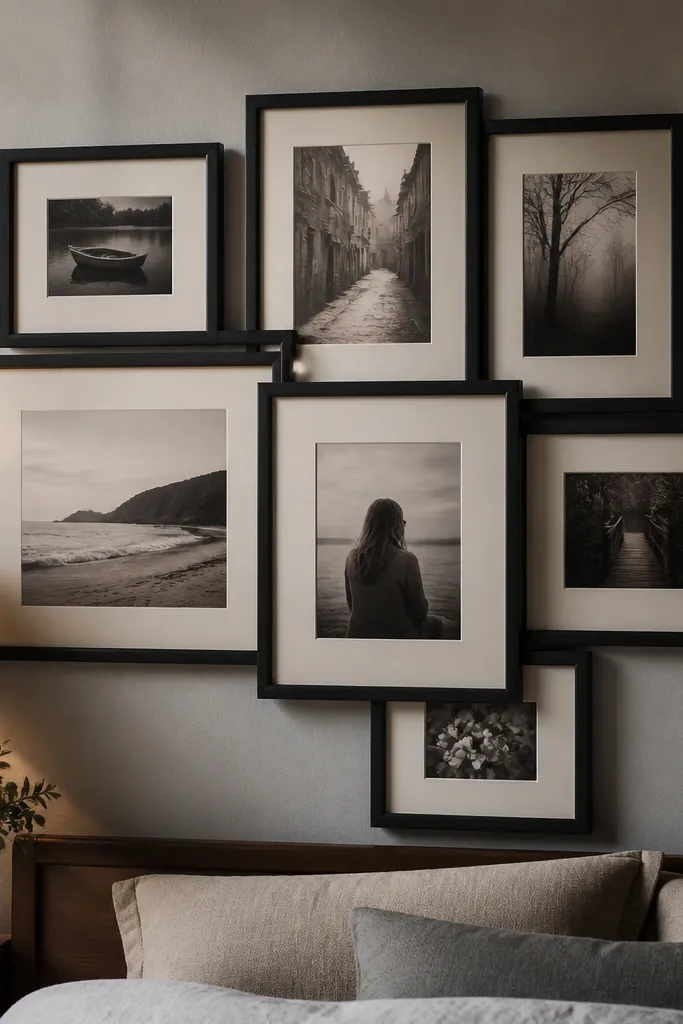 Frames slightly staggered with small overlaps and consistent spacing