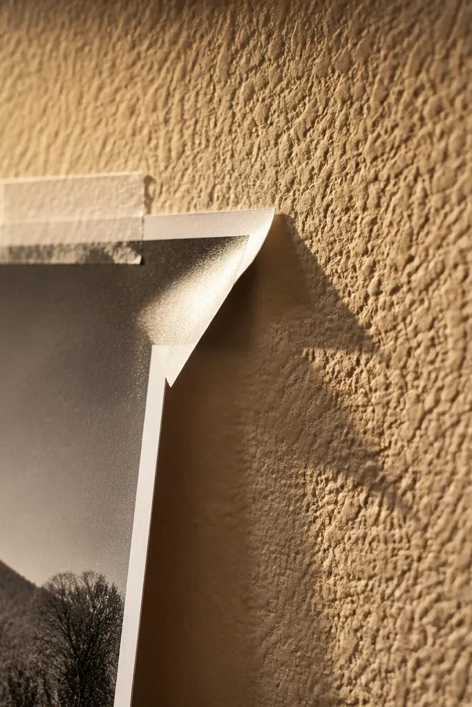 corner not sticking on a rough wall texture