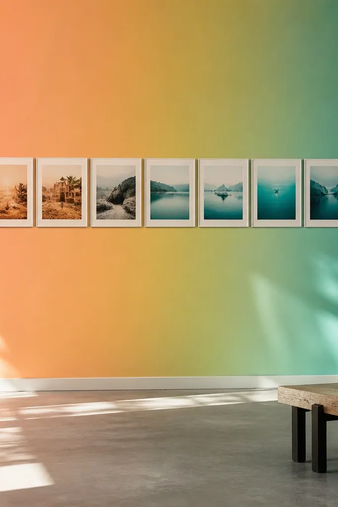Rainbow ombre wallpaper with photos arranged by color from left to right