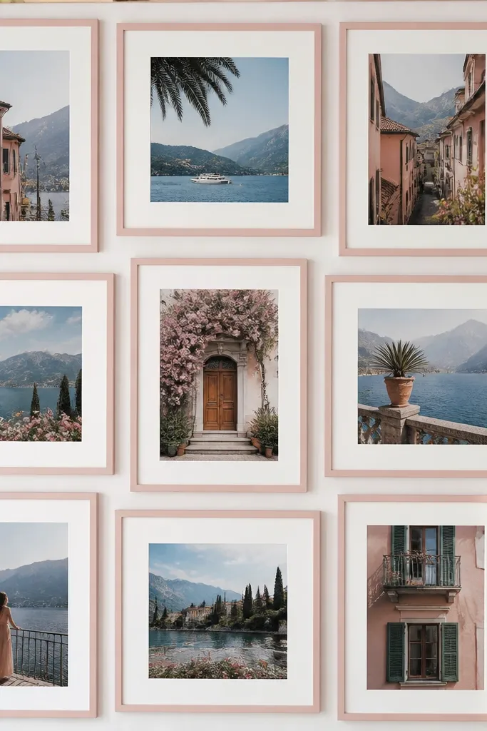 Blush pink collage arranged in a clean grid with white borders