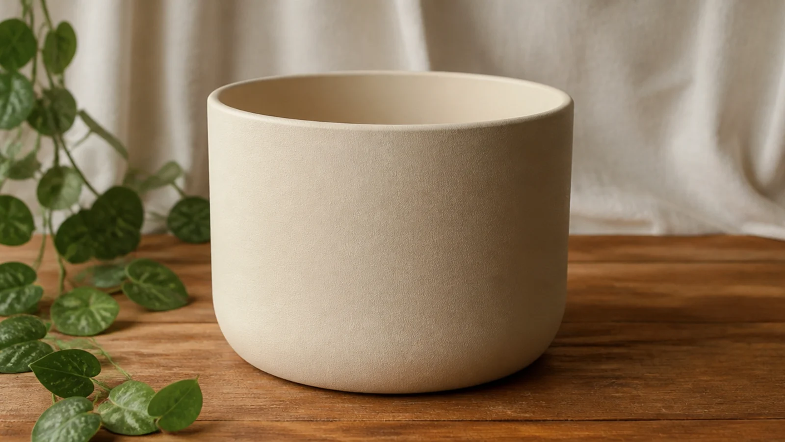 A cream pot with a flawlessly smooth, ridge-free base coat and no brush marks or drips, showing the finish from thin, even layers.