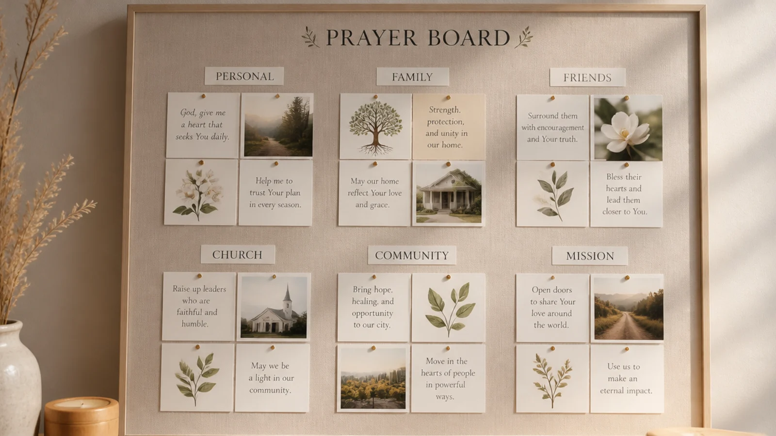 Cards being arranged and pinned into labeled zones on a board with generous space between them.