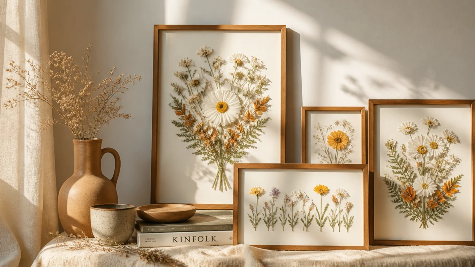 Pressed flower frame ideas from single stems to full galleries