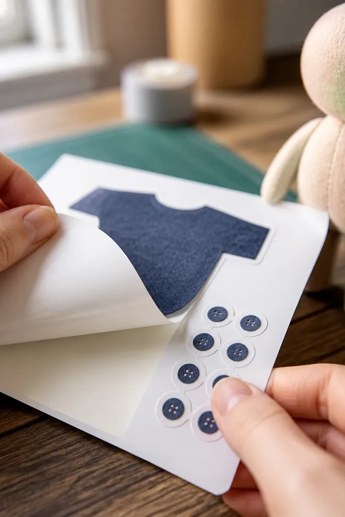 Matte sticker sheet with printed doll clothing outlines and clean cut lines