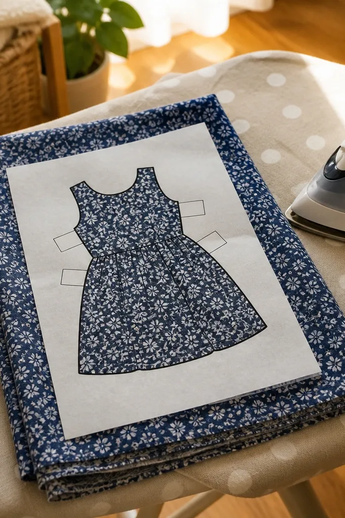 Printed transfer sheet with clear outlines waiting to be ironed onto fabric