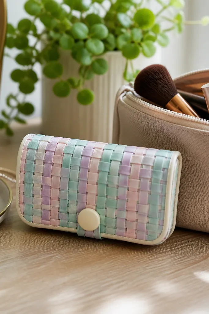 Pastel woven ribbon Altoids wallet with a small button closure