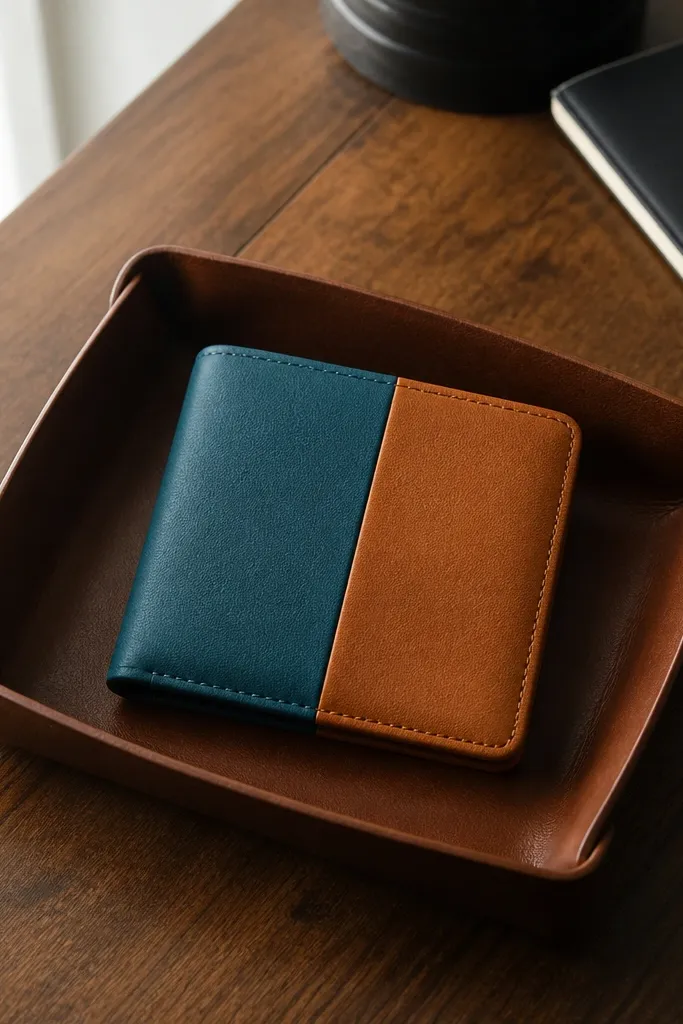 Two-tone leatherette Altoids wallet with a hidden magnet closure