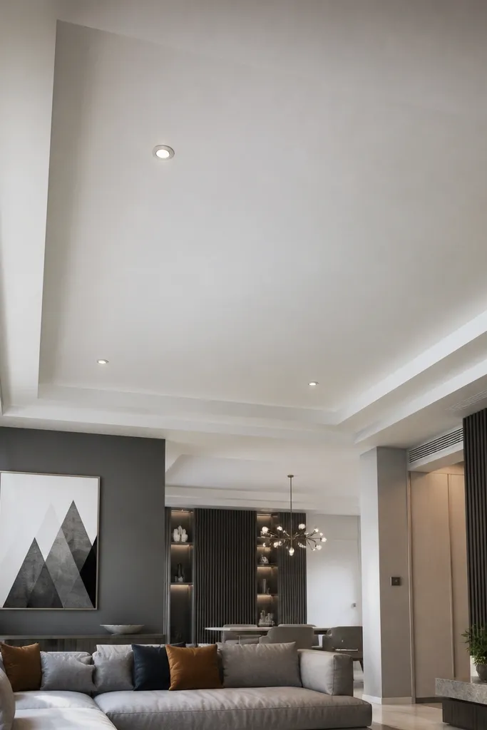 Recessed rectangular ceiling panel with smooth perimeter