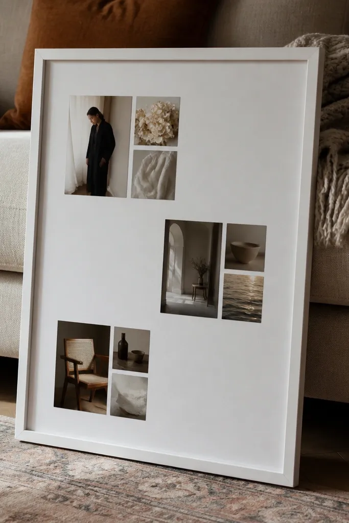 White mat around clusters like a framed collage