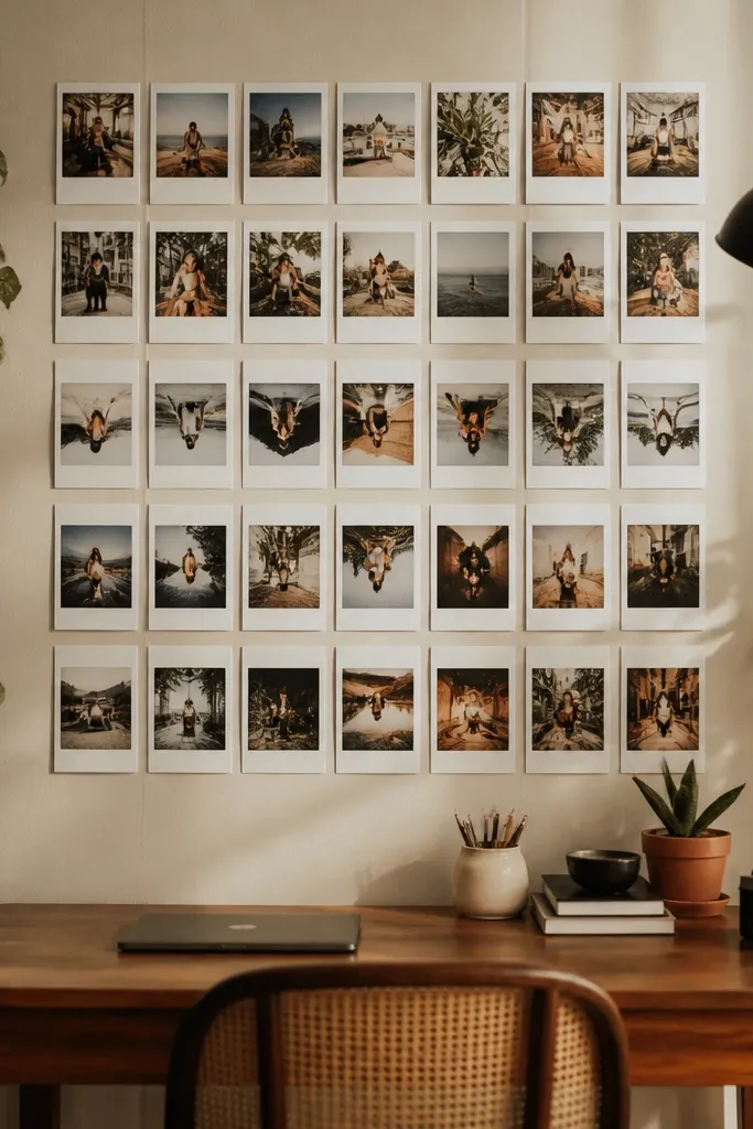 A polaroid grid where one row is rotated slightly