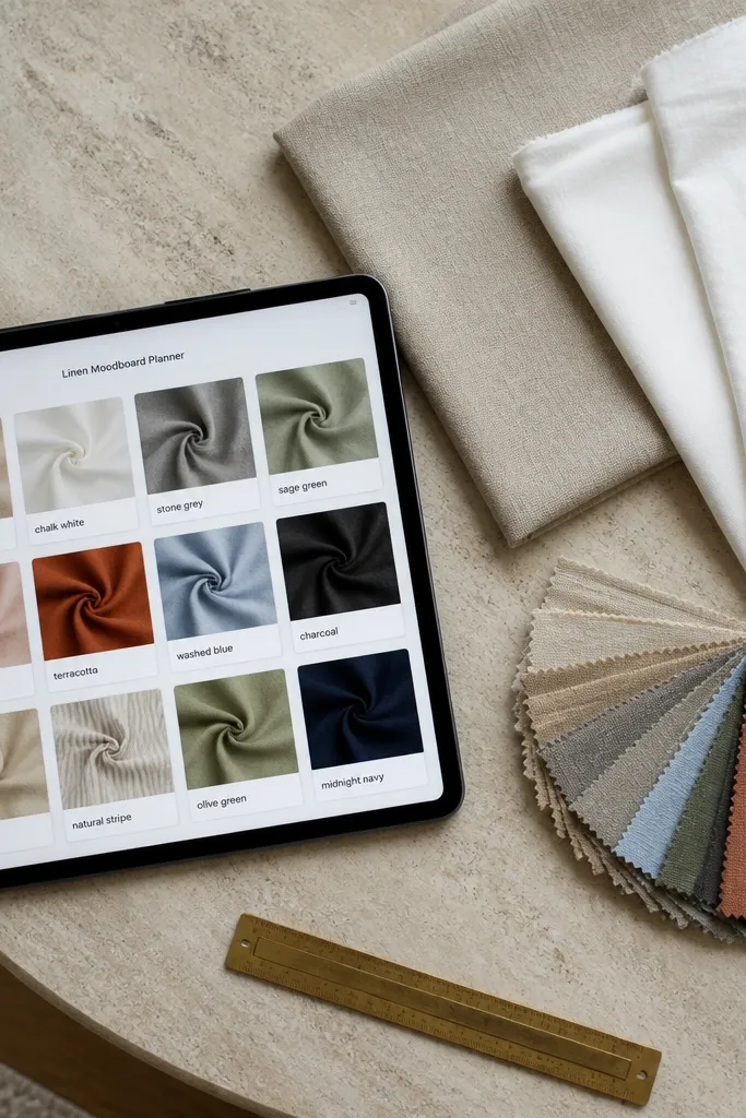 Neutral fabric swatches with a clean Notion gallery grid