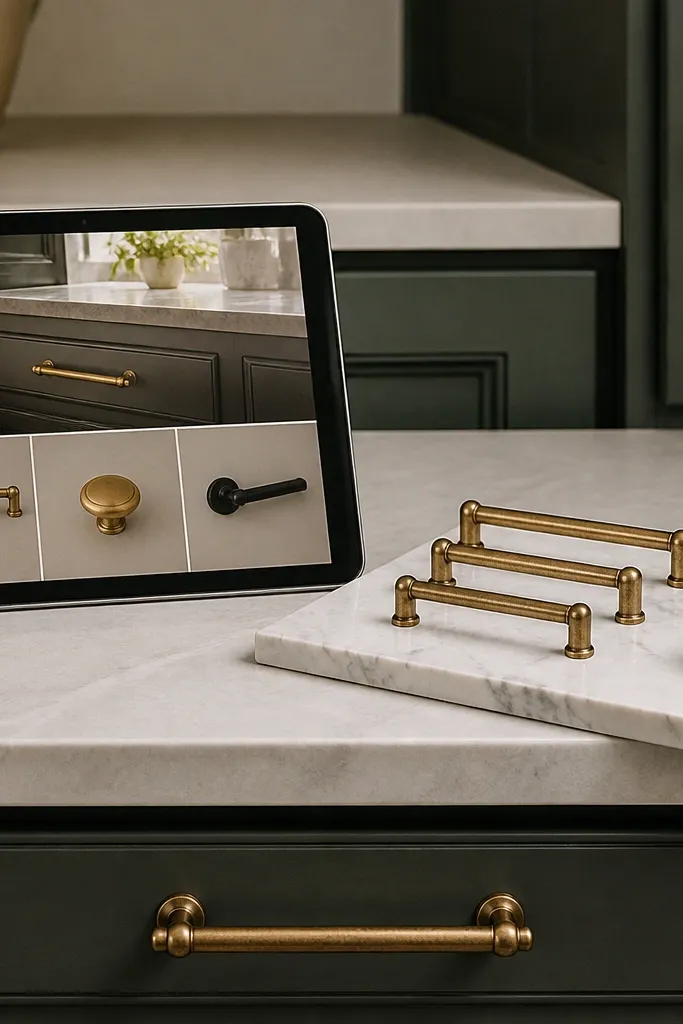 Kitchen drawer knobs and pulls photographed like a clean catalog
