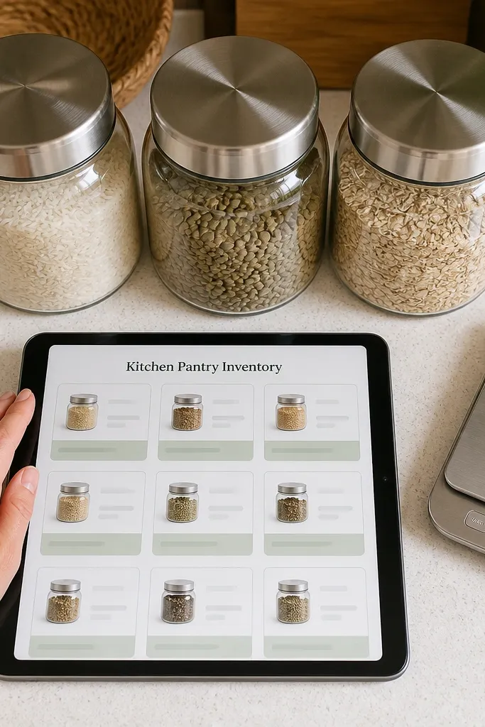 Pantry jar labels with expiration tags on neat cards