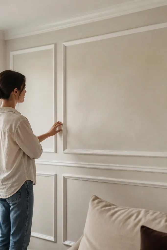 Framed MDF panel squares with straight borders and clean shadow gaps