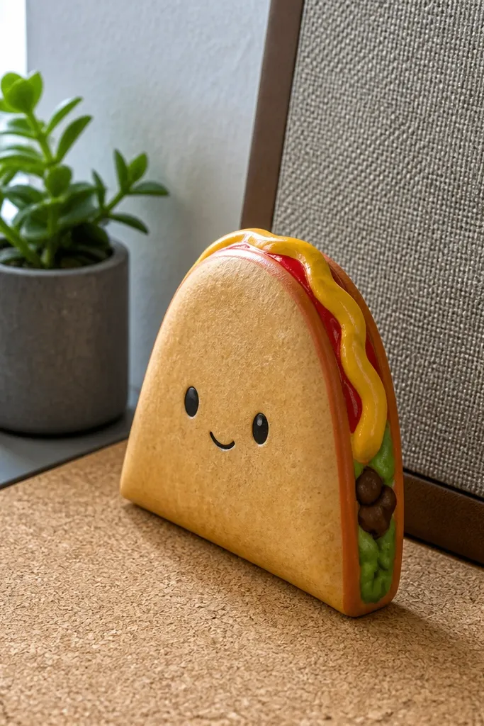 Mini taco squishy with lettuce green and red filling layers