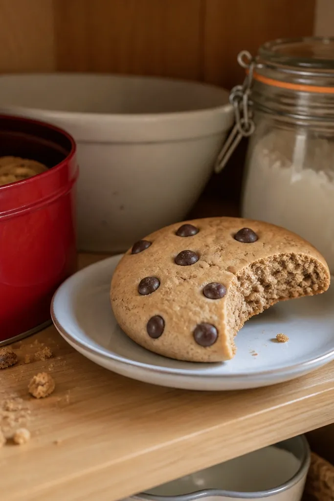 Cookie squishy with chocolate chip dots and a missing bite corner