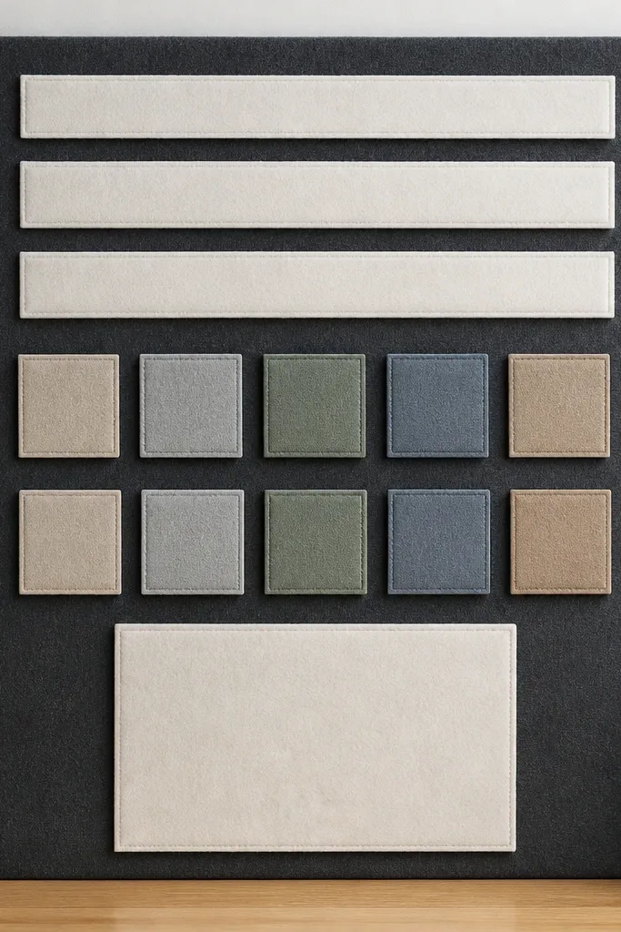 A charcoal felt rectangle stretched over foam board. Three long verse strips sit horizontally at the top with Velcro backs. In the middle, small felt squares hold Velcro-ed request cards. The bottom has one larger "Today's Prayer" card attached with Velcro.