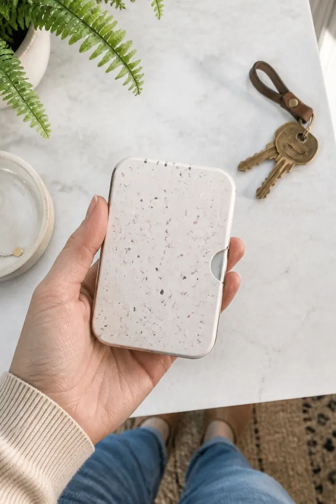 Terrazzo sprinkle pattern Altoids wallet with smooth sealed finish