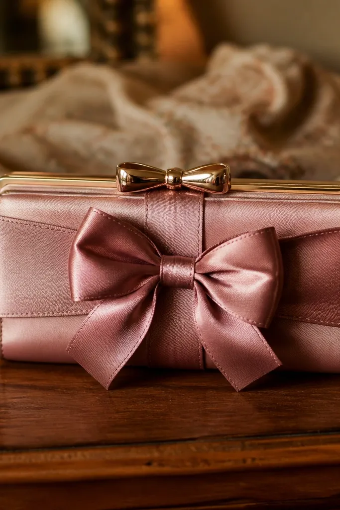 Satin ribbon wrapped Altoids wallet with a small bow near the hinge