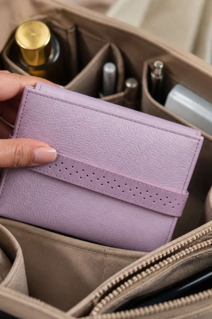 Pastel leatherette Altoids wallet with a perforated strap detail across the front