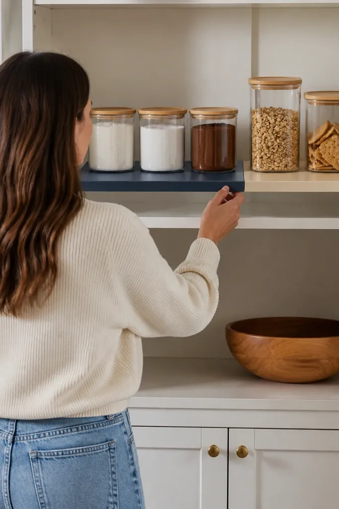 Two-sided shelf insert creating separate baking and snack zones