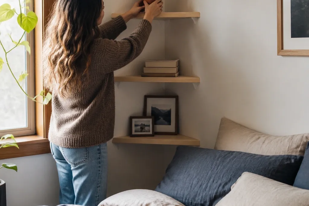 Renter-Friendly Corner Shelves for Cozy Bedroom Displays