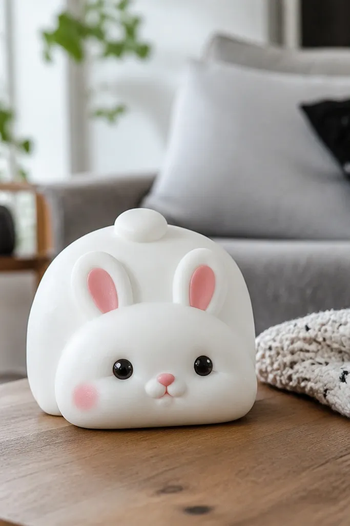 A white bunny butt paper squishy with a small raised tail