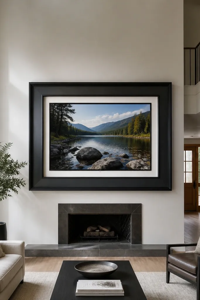 Giant picture-frame border surrounds TV like artwork