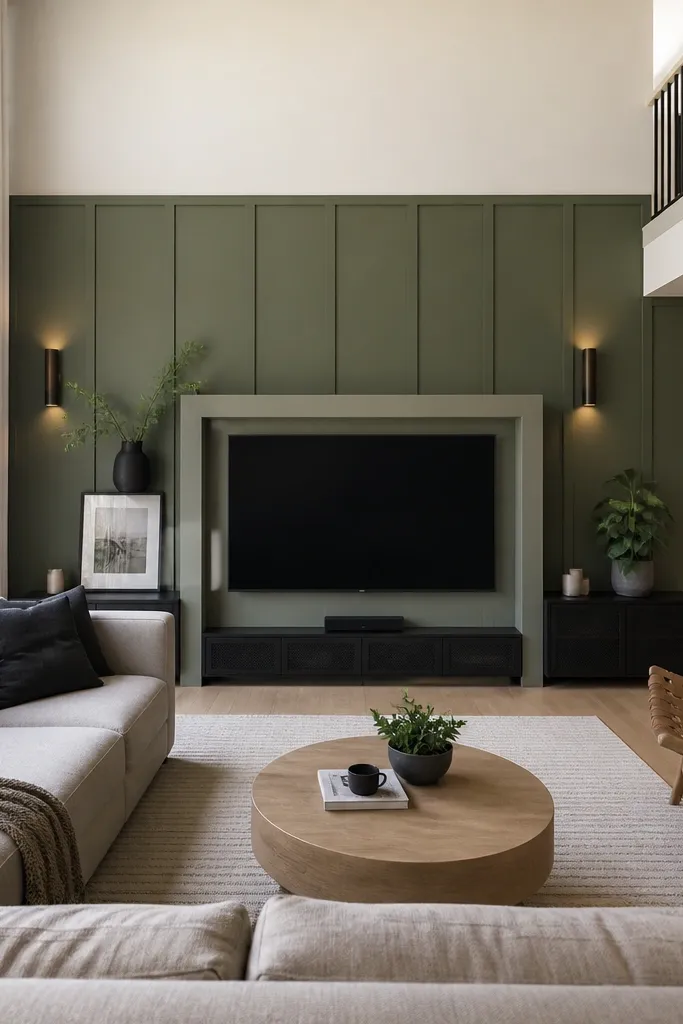 Renter-Friendly Double Height Living Room TV Wall