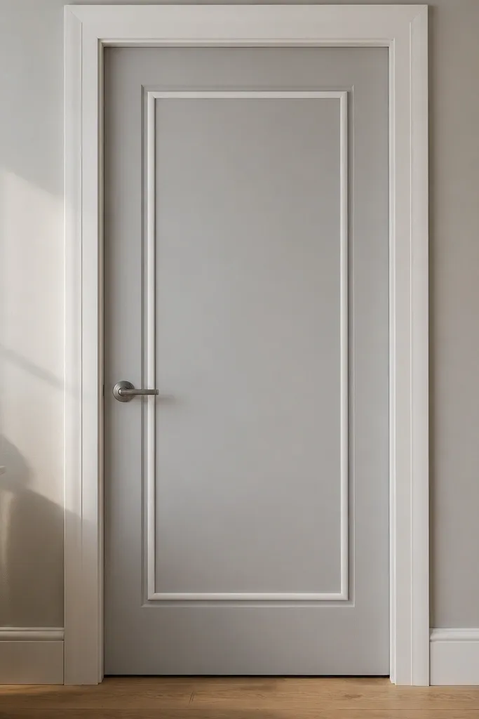 Stick-on molding creating a picture-frame look around a door inset panel