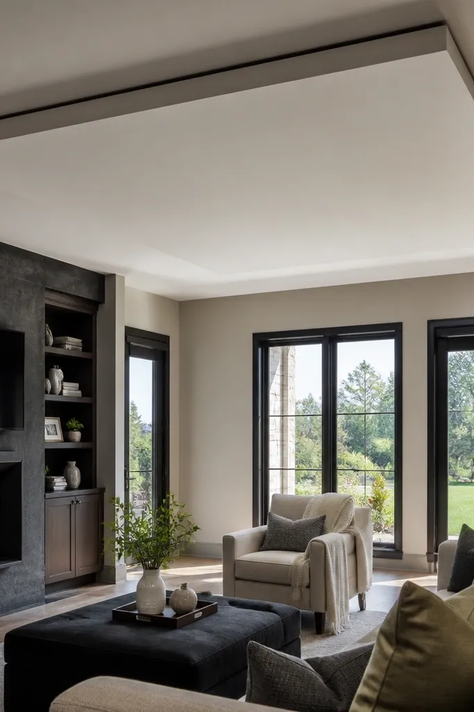 White box frame ceiling border with a thin dark shadow line
