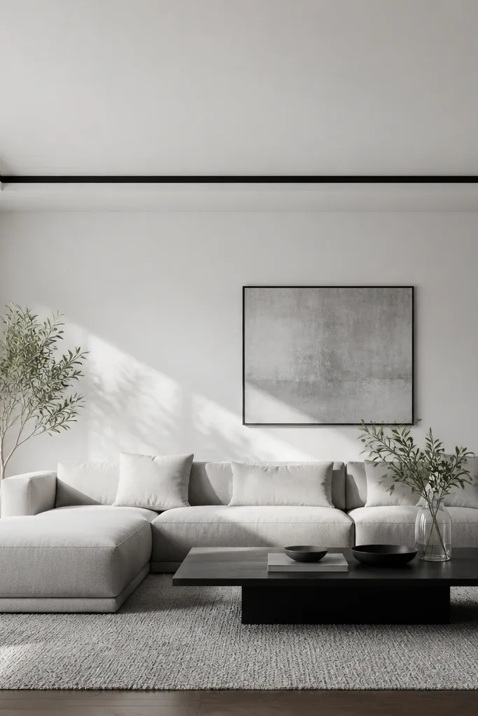 White cove ceiling with a thin dark border line