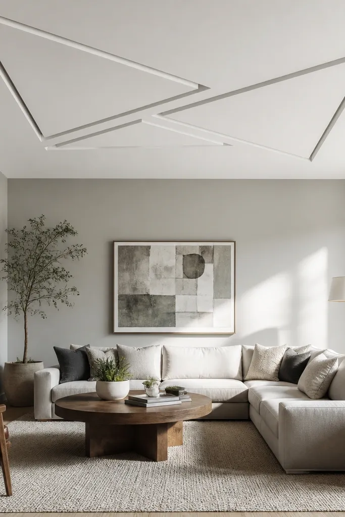 Minimal triangle frames on ceiling with narrow shadow gaps
