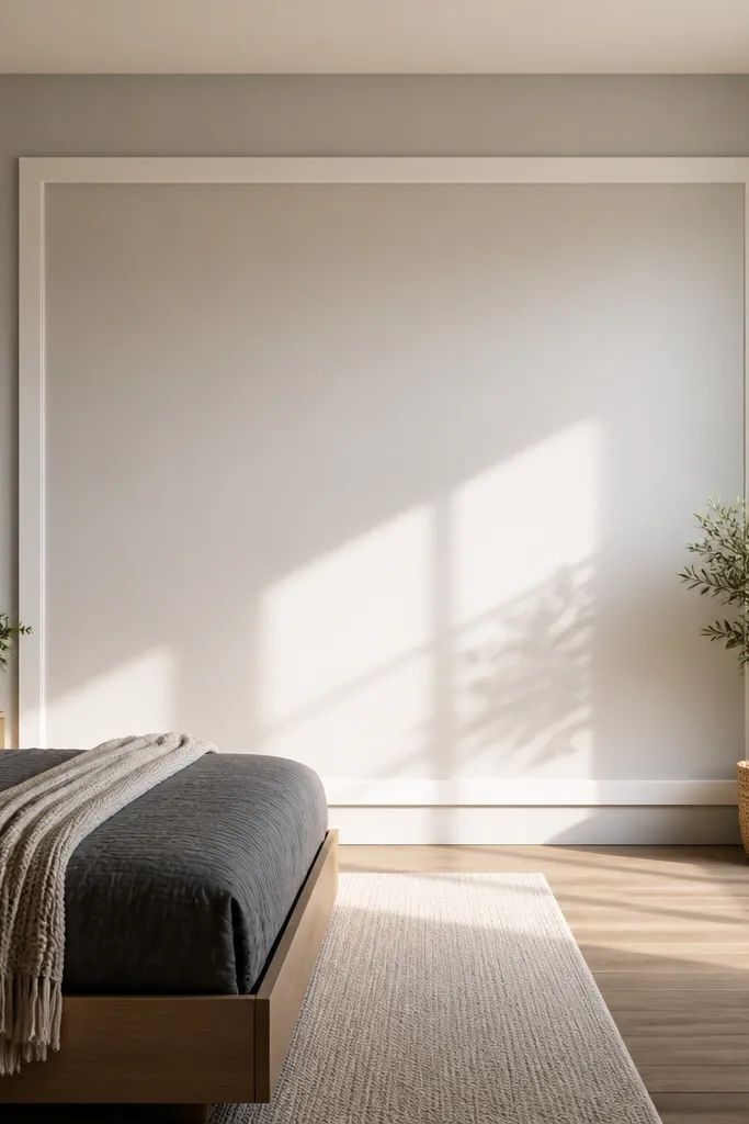 Large white PVC rectangular frame around a blank section of wall
