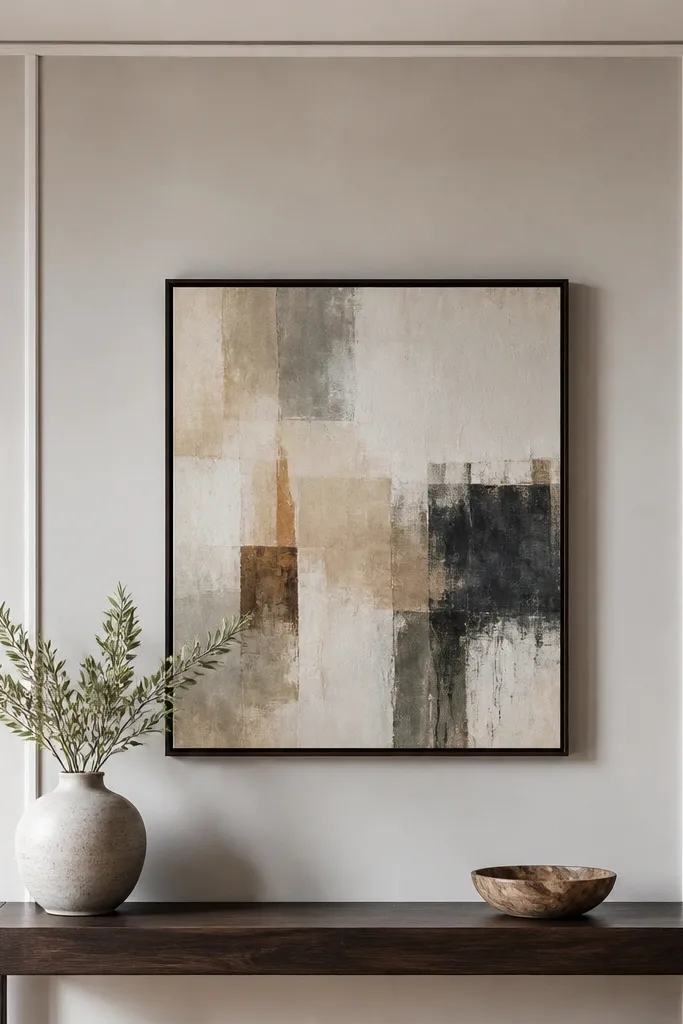 Slim picture rail with two vertical PVC accent strips above a couch wall
