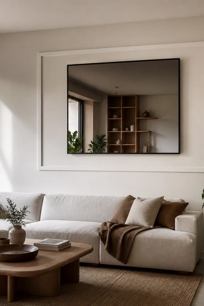 White PVC flat border rectangle centered on a plain wall