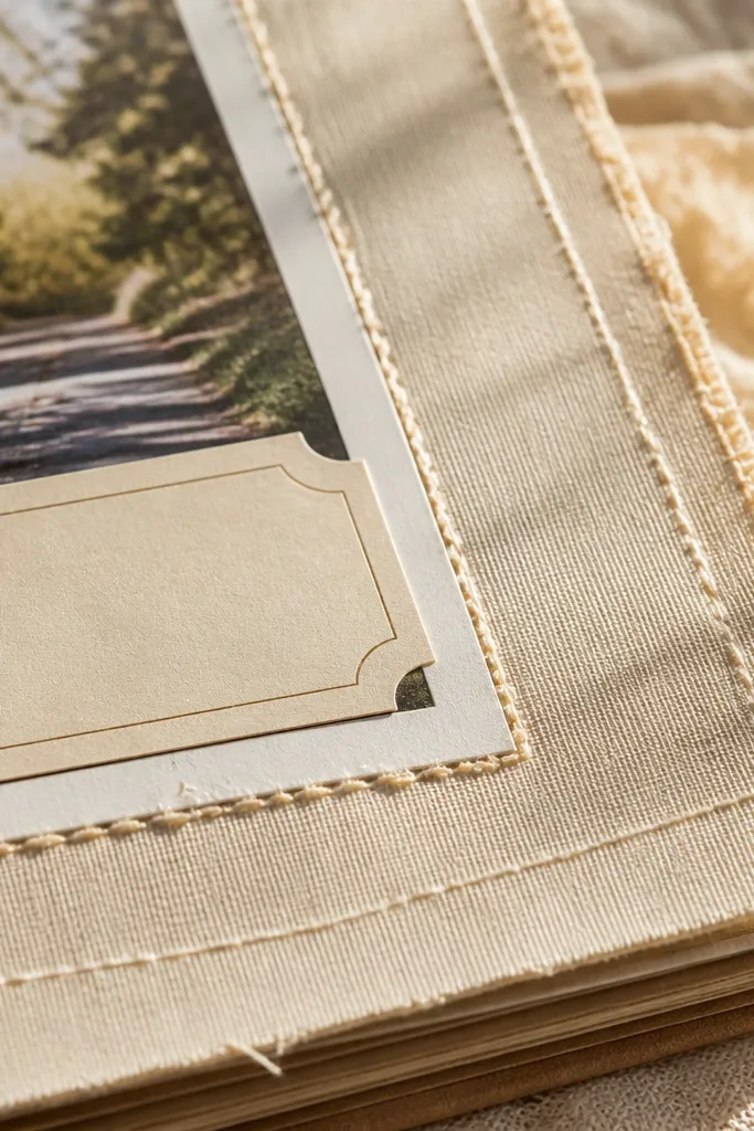 A cream page with a linen-like border and faint stitched line accents.