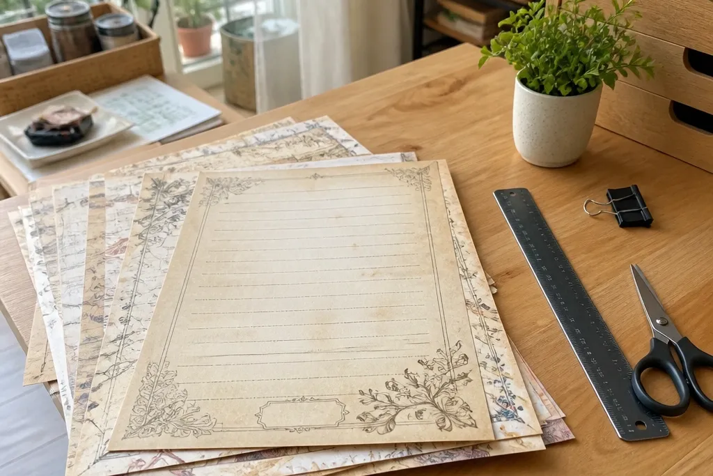 Renter-Friendly Vintage Paper Printable Scrapbook Paper to Copy