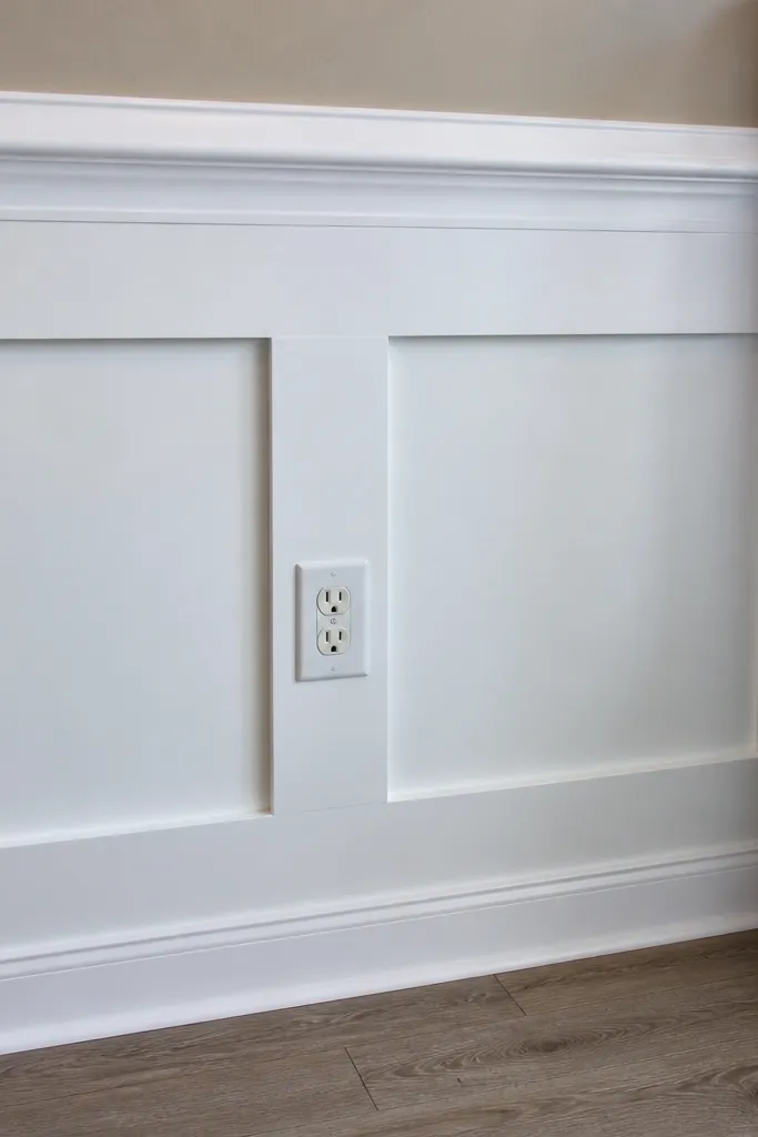 Wainscoting panels with neat outlet openings and no messy cable lines
