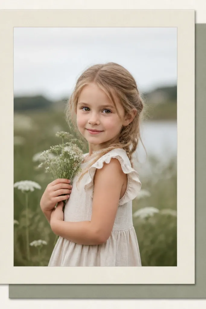 A page featuring one large 5x7 photo centered. Behind it, there's a layered matte in two tones of cardstock. A subtle faux shadow effect appears with a slightly darker cardstock offset.