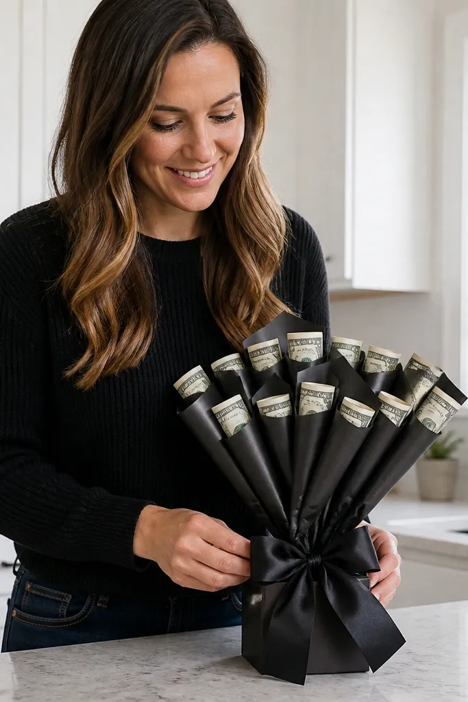 Mini paper sleeves on sticks with a ribbon bow on top