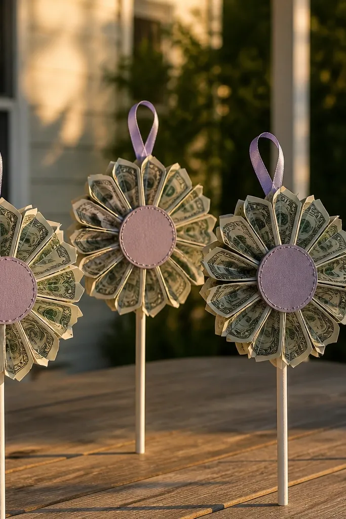 Mini ring bouquets of bill petals around a center circle