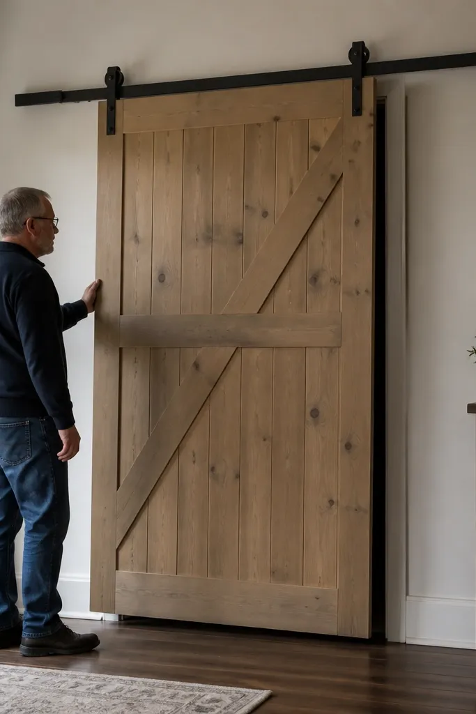 Sliding door panel angled with bottom edge out of line