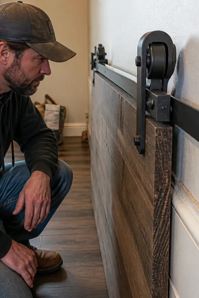 Track sits too close to wall, door rubs trim