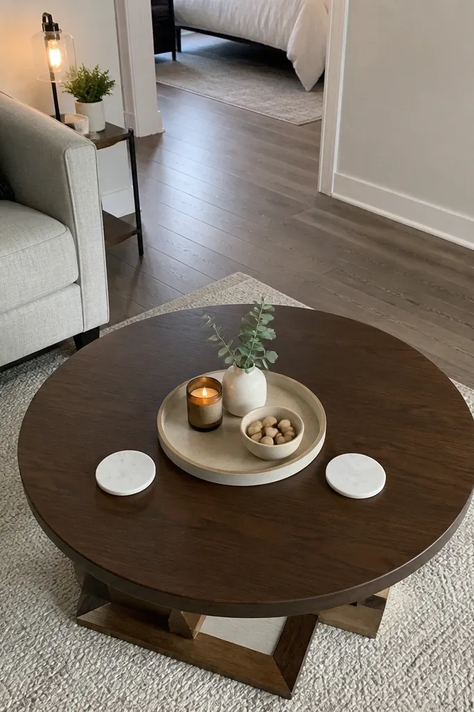 Small-Space Circle Coffee Table Decor Ideas