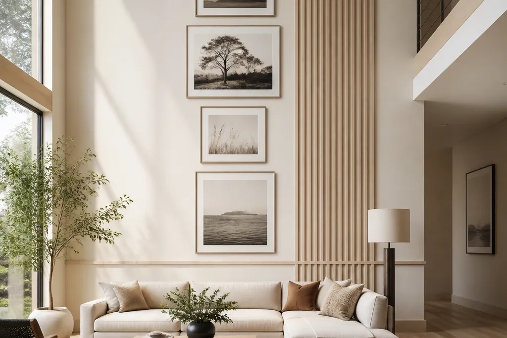 Small-Space Double Height Living Room Wall Design